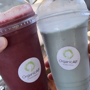 OrganicAF Juice Company - AçaíAF(left) and SmurfedAF(right) Smoothies! SO good! - Organic Stores Near Me - High Point, North Carolina OrganicAF Juice Company - AçaíAF(left) and SmurfedAF(right) Smoothies! SO good! - Organic Stores Near Me - High Point, North Carolina
