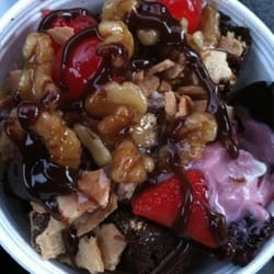 sweetFrog Premium Frozen Yogurt - PB Chocolate NY Cheesecake w/ Mt. Blackberry on the side