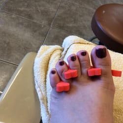 Princess Nails - My toes after the pedicure.. I can't wait to get home to get that hideous work fixed..