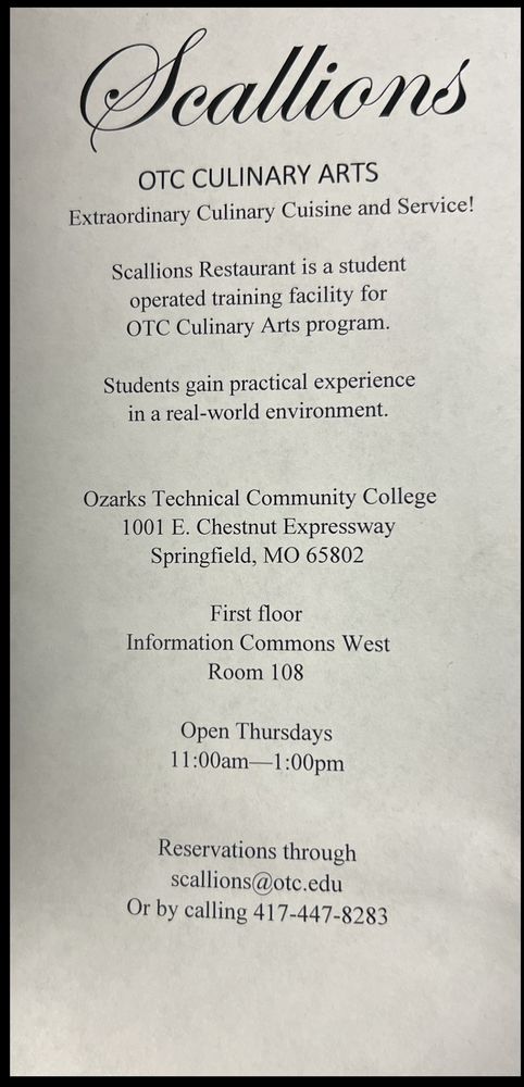 Scallions Restaurant -OTC Culinary Arts