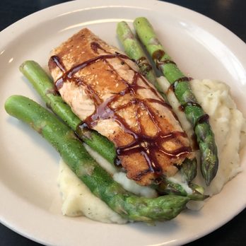 District 7 Grill - Grilled Salmon with Ginger-Soy. Fish was moist and seasoned and asparagus crispy. (5 stars) - Breakfast & Brunch Near Me - Houston, Texas District 7 Grill - Grilled Salmon with Ginger-Soy. Fish was moist and seasoned and asparagus crispy. (5 stars) - Breakfast & Brunch Near Me - Houston, Texas