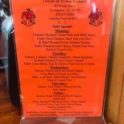 Touch of Home Bakery - Table menu