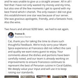 This is the business owner's response This is the business owner's response