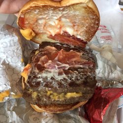 Wendy's - Baconator with half a piece of bacon. What a joke never going back to this Wendy's.
