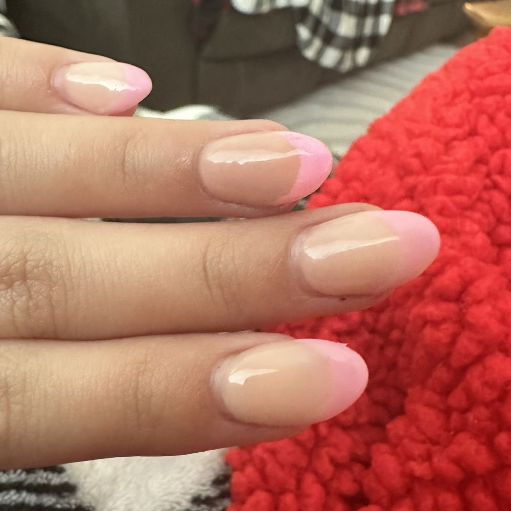 Went to get my ring finger nail fixed and he painted the pink french a whole different color!