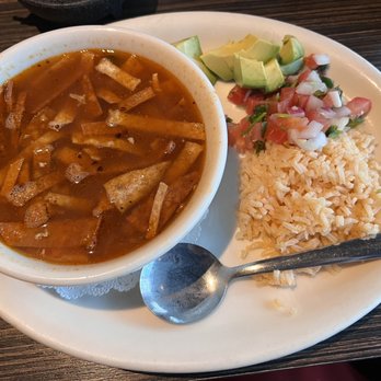 Molina's Cantina - Sopa de Tortilla with rice and pico - Mexican Near Me - Houston, Texas