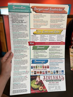 Menu photo 8 Adriana's Mexican Restaurant Franktown, CO Menu photo 8 Adriana's Mexican Restaurant Franktown, CO
