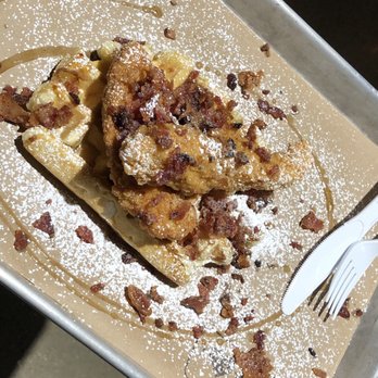 Legacy Hall - Them plating skills though #on point! Brought to you by the press waffle co - Food Court Near Me - Plano, Texas
