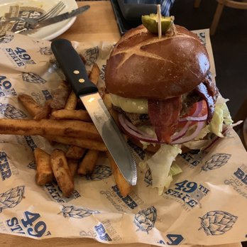 49th State Brewing - Denali - St. Elias Yak Burger (very tasty and a large serving)! - Breweries Near Me - Healy, Alaska 49th State Brewing - Denali - St. Elias Yak Burger (very tasty and a large serving)! - Breweries Near Me - Healy, Alaska