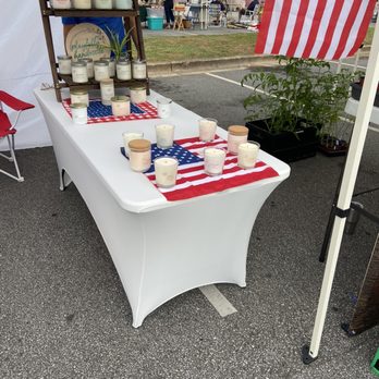 Easley Farmer’s Market - a table with a flag on it - Farmers Market Near Me