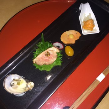 Asuka - Oyster, Duck breast, Ankimo, Uni with squid noodles - Sushi Bars Near Me - Los Angeles, California Asuka - Oyster, Duck breast, Ankimo, Uni with squid noodles - Sushi Bars Near Me - Los Angeles, California
