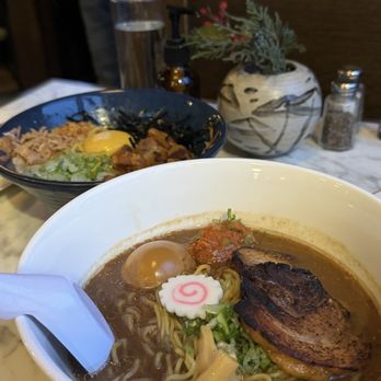 Uncle Wolfie's Breakfast Tavern - Mazeman ramen (back) and Miso ramen (front) - Breakfast & Brunch Near Me - Milwaukee, Wisconsin Uncle Wolfie's Breakfast Tavern - Mazeman ramen (back) and Miso ramen (front) - Breakfast & Brunch Near Me - Milwaukee, Wisconsin