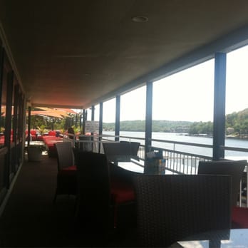 Boathouse Lakeside Bar & Grill - Terrace with lake and pool view. Gorgeous! - American Near Me - Eldon, Missouri