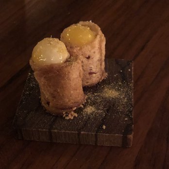 Altura - Wagyu beef wraps with quail egg - Italian Near Me - Seattle, Washington Altura - Wagyu beef wraps with quail egg - Italian Near Me - Seattle, Washington