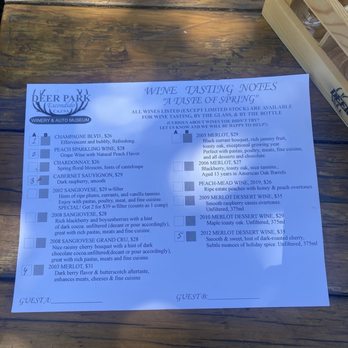 Deer Park Winery & Auto Museum - Wine tasting menu - Beer, Wine & Spirits Near Me - Escondido, California