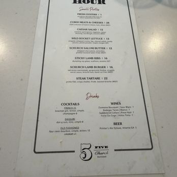 5Church - Buckhead - Before 5pm menu - New American Near Me - Atlanta, Georgia