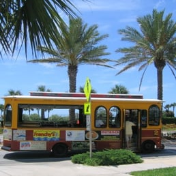 The Jolley Trolley is a great way to get around Clearwater Beach
