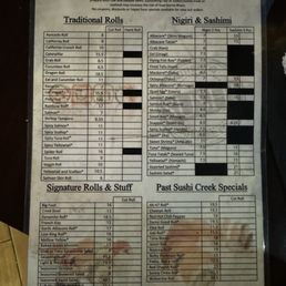 Sushi creek sushi menu!