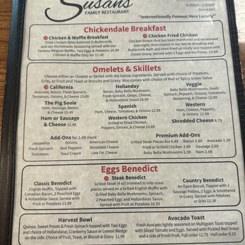 Susan's Restaurant - 2025 Menu Breakfast - New American Near Me - Springdale, Arkansas Susan's Restaurant - 2025 Menu Breakfast - New American Near Me - Springdale, Arkansas