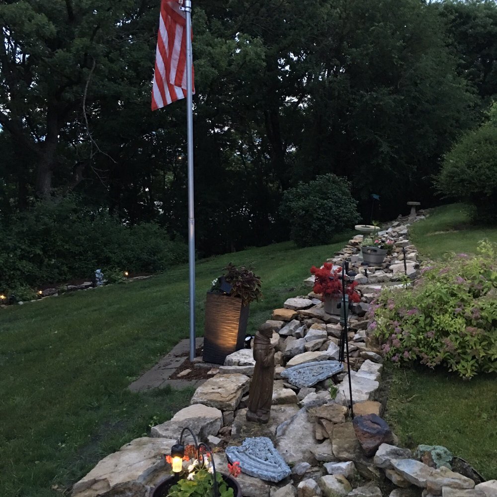 Kustom Landscape - Reconfigured rock wall, also New concrete platform beneath flagpole - Masonry/Concrete Near Me - Rochester, Minnesota