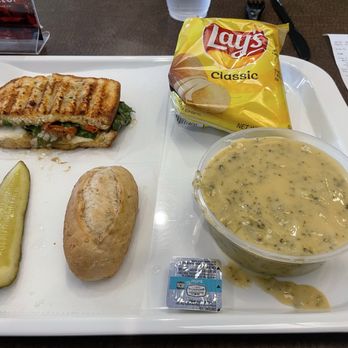 Saladworks - Broccoli Cheddar Soup and tomato 'n mozzarella panini melt - Vegetarian Near Me - Wyomissing, Pennsylvania Saladworks - Broccoli Cheddar Soup and tomato 'n mozzarella panini melt - Vegetarian Near Me - Wyomissing, Pennsylvania