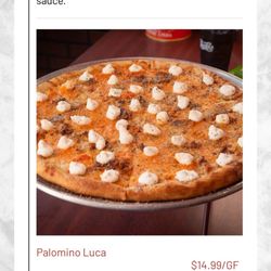 Georgios Pizza & Pasta - Menu v actual. Must have been running low on palomino sauce? Expect just a bit more for a $30 pizza.