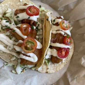 Crazy Fish Grill Express - Generous proportion and neat presentation - battered shrimp and fish tacos - Fish & Chips Near Me - San Pedro, California
