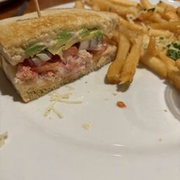 Hot crab sandwich. Not artisan sourdough, but light, fresh and tasty! Hot crab sandwich. Not artisan sourdough, but light, fresh and tasty!