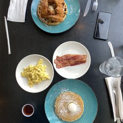 Lloyd’s Upscale Street Food - Chicken and waffles, bacon, eggs, short stack
