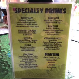 Drink menu