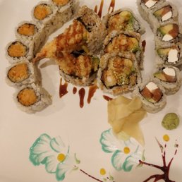 Shrimp tempura, philly, yellowtail Shrimp tempura, philly, yellowtail
