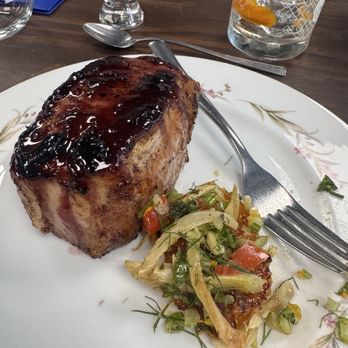 Southernish - Double pork chop with a roasted fennel salad - Cooking Schools Near Me - Lemont, Illinois Southernish - Double pork chop with a roasted fennel salad - Cooking Schools Near Me - Lemont, Illinois