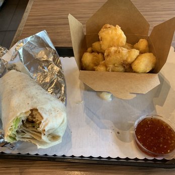 Vegan Fried Chickun - Wrap and cauliflower tempura - Vegan Near Me - Vancouver, British Columbia Vegan Fried Chickun - Wrap and cauliflower tempura - Vegan Near Me - Vancouver, British Columbia