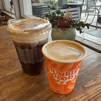 Bodhi Leaf Coffee Traders - Pumpkin Cold Foam Cold Brew (left) + Maple Cinnamon Cubano Capp (right) - Coffee & Tea Near Me - Yorba Linda, California