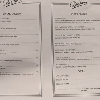 Ben Paris - Menu - New American Near Me - Seattle, Washington Ben Paris - Menu - New American Near Me - Seattle, Washington