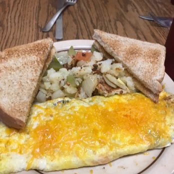 Grove Cafe - Special on the Menu- Spinach dip omelette with wheat toast and hashbrowns with veggies. - Breakfast & Brunch Near Me - Ames, Iowa