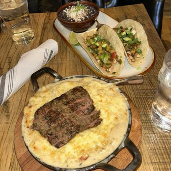 Diablo & Sons Saloon - Green chili Mac & Cheese with skirt steak, and fish tacos - Cocktail Bars Near Me - Boise, Idaho