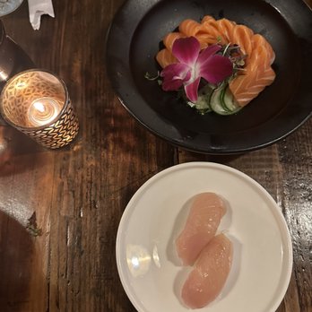 Sandfish - Yellow tail nigiri, salmon sashimi - Sushi Bars Near Me - Palm Springs, California Sandfish - Yellow tail nigiri, salmon sashimi - Sushi Bars Near Me - Palm Springs, California