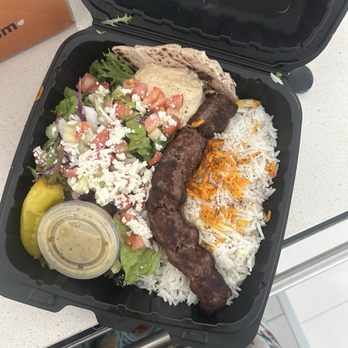 Rice Mediterranean Kitchen - Koub Sirloin Kubideh Platter - Mediterranean Near Me - Miami, Florida Rice Mediterranean Kitchen - Koub Sirloin Kubideh Platter - Mediterranean Near Me - Miami, Florida