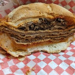 Cross-section of my veal sandwich with mushrooms