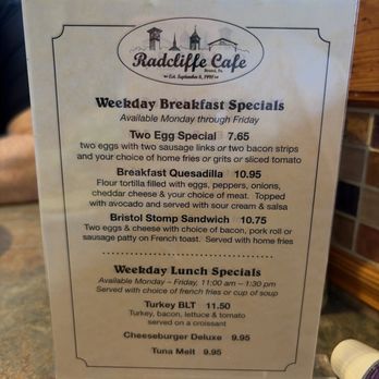Radcliffe Cafe - SPECIALS - Sandwiches Near Me - Bristol, Pennsylvania