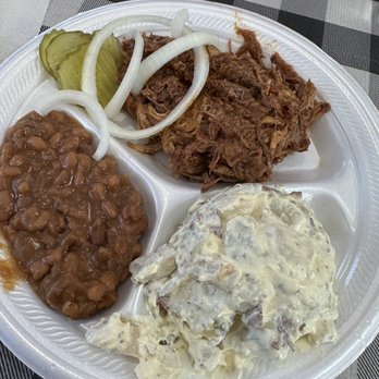J & B Barbecue & Catering - Pulled pork with beans and potato salad! - Barbeque Near Me - Henderson, Kentucky J & B Barbecue & Catering - Pulled pork with beans and potato salad! - Barbeque Near Me - Henderson, Kentucky