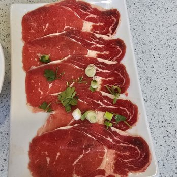 Hot Stone Pho - Raw Sliced Beef to add to the Pho Broth while it was still boiling - Vietnamese Near Me - Rosemead, California