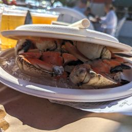 Crab claws between two plates, great for carrying and keeping it fly-free Crab claws between two plates, great for carrying and keeping it fly-free