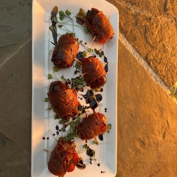 Mark Nargi - Medjool dates stuffed with blue cheese and wrapped with turkey bacon - Caterers Near Me Mark Nargi - Medjool dates stuffed with blue cheese and wrapped with turkey bacon - Caterers Near Me