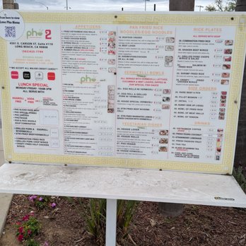 We Love Pho 2 - Menu posted by the sidewalk - Vietnamese Near Me - Long Beach, California