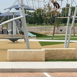 Playscape rope bridge