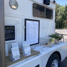 Beans and pastries for sale