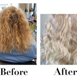 Sophisticuts Salon - Transformation to platinum blonde with mocha violet lowlights