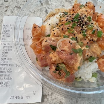 Pokeworks - Poke Bowl - Large (3 Proteins) , but clearly missing some ingredients that are indicated on the receipt... :( - Poke Near Me - Irvine, California Pokeworks - Poke Bowl - Large (3 Proteins) , but clearly missing some ingredients that are indicated on the receipt... :( - Poke Near Me - Irvine, California